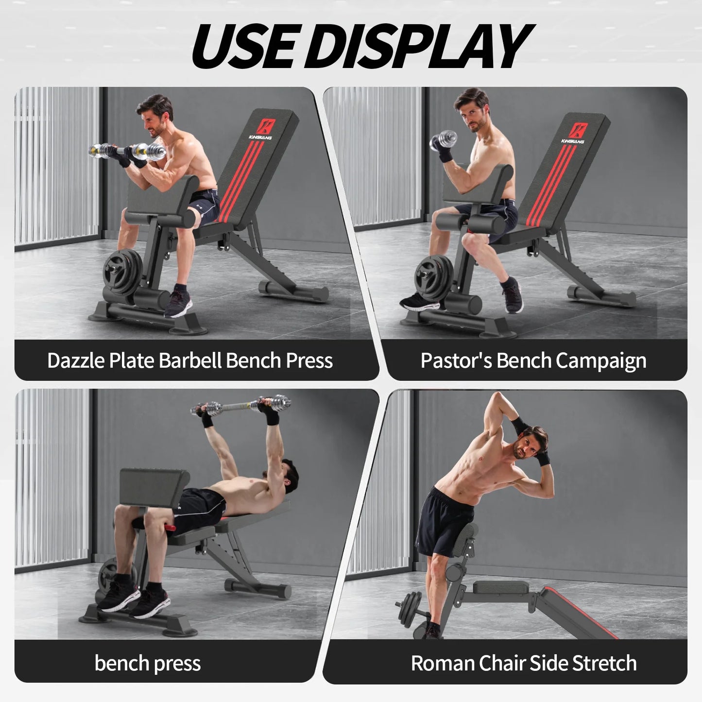 Adjustable Weight Bench, Exercise Dumbbells Bench for Full Body Workout,Foldable Workout Bench for Home Gym Maximum Weight 660 Lbs