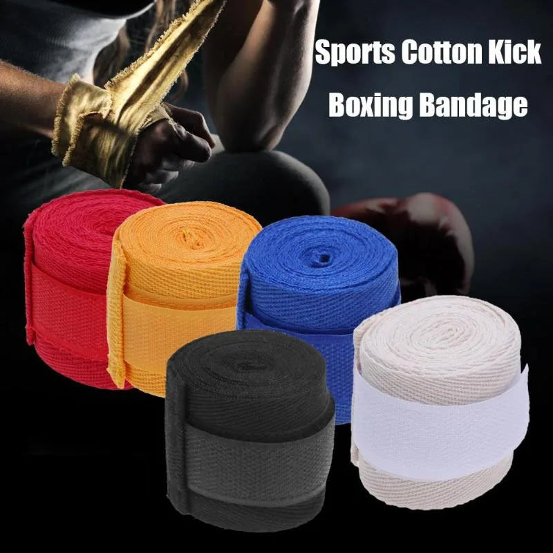 2 Rolls 2.5M Cotton Boxing Bandage Sports Strap Sanda Gauntlets MMA Hand Gloves Wraps Belt Wraps Bandage for Competition