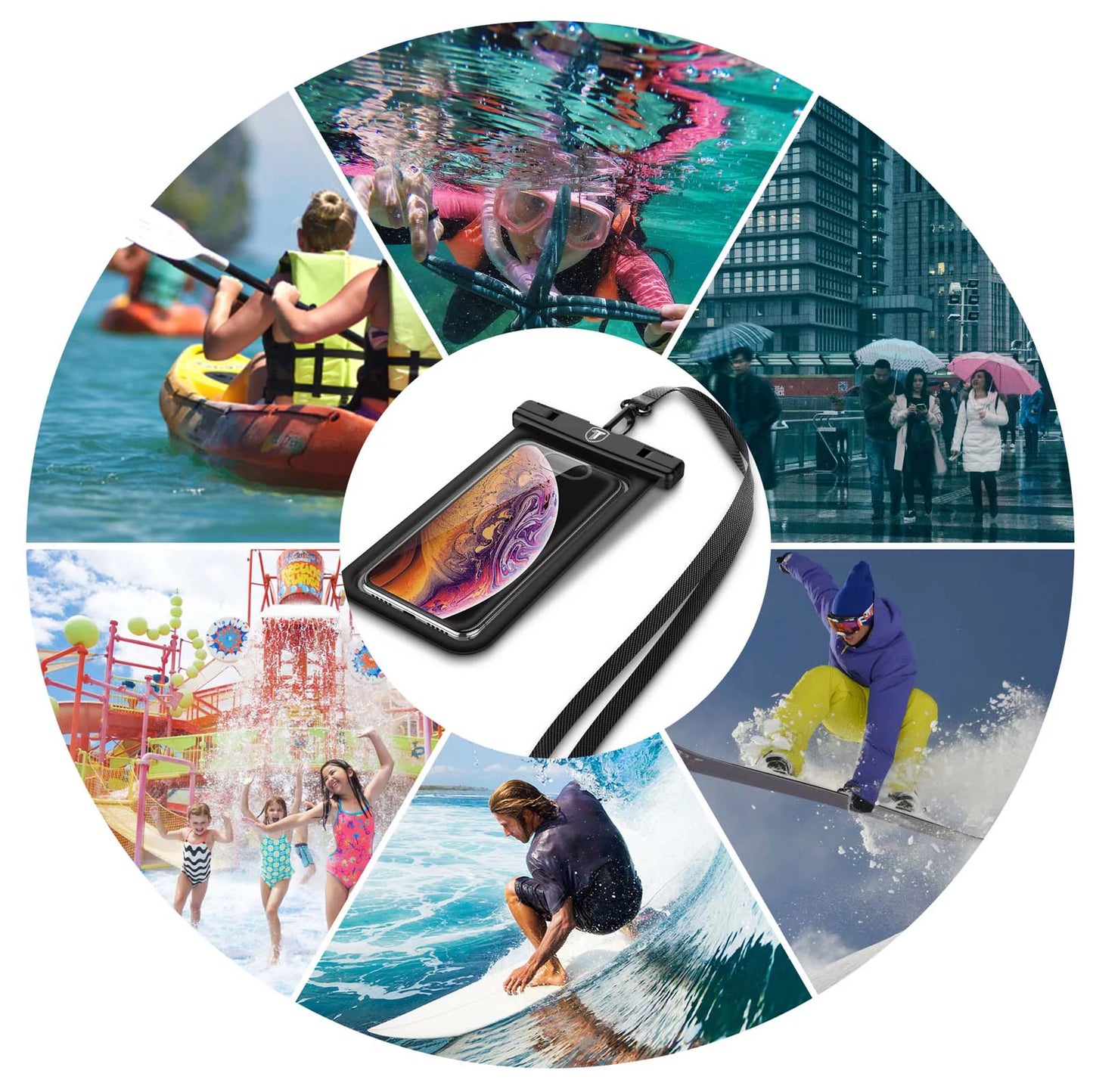 Waterproof Phone Pouch Floating, IPX8 Universal Waterproof Case Underwater Dry Bag W/Lanyard & Armband for Cellphones up to 6.5 Inch Display