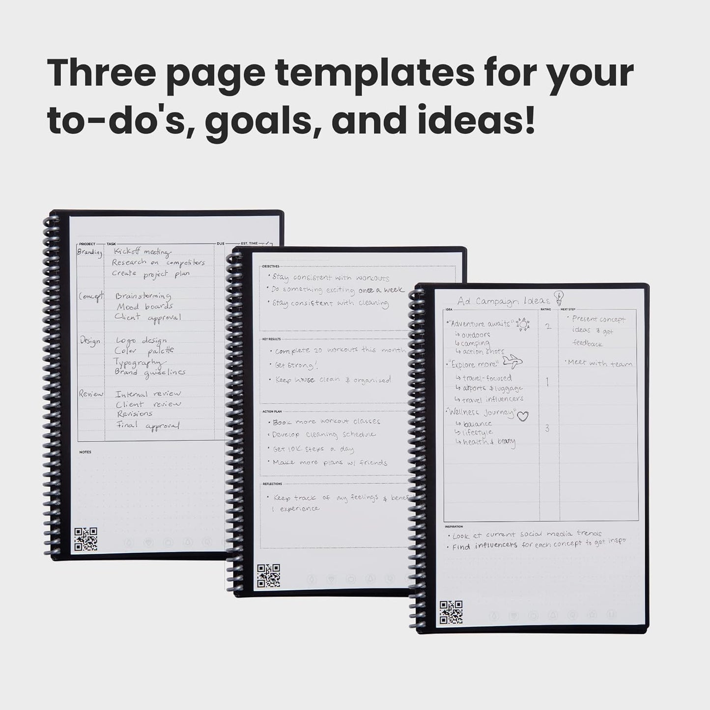 Fusion Reusable Undated Productivity Planner, Executive Size 6X8.8, Red - Goals, Monthly and Weekly Calendar, Daily To-Do List, Lined and Dotted Notes Pages
