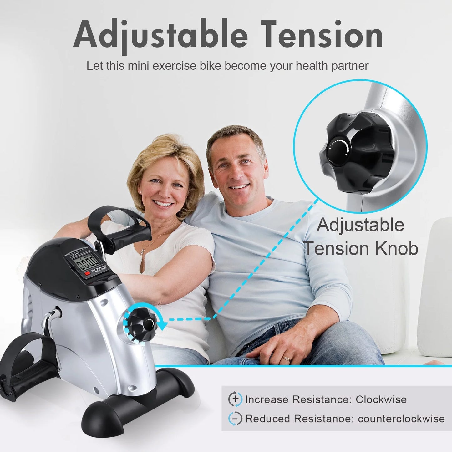 Under Desk Bike Pedal Exerciser, Mini Cycle Exercise Bike, Portable Leg Exerciser with Digital Display for Home