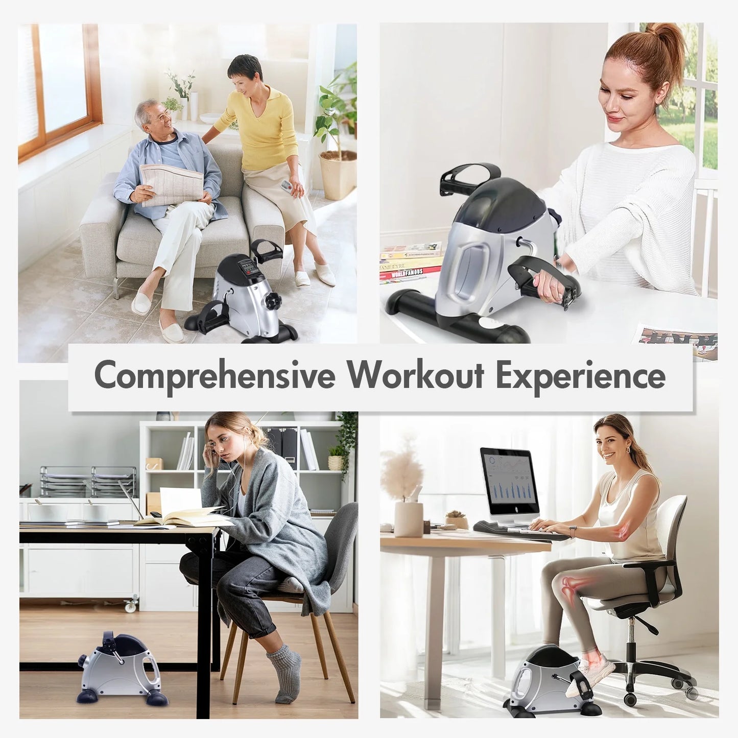 Under Desk Bike Pedal Exerciser, Mini Cycle Exercise Bike, Portable Leg Exerciser with Digital Display for Home