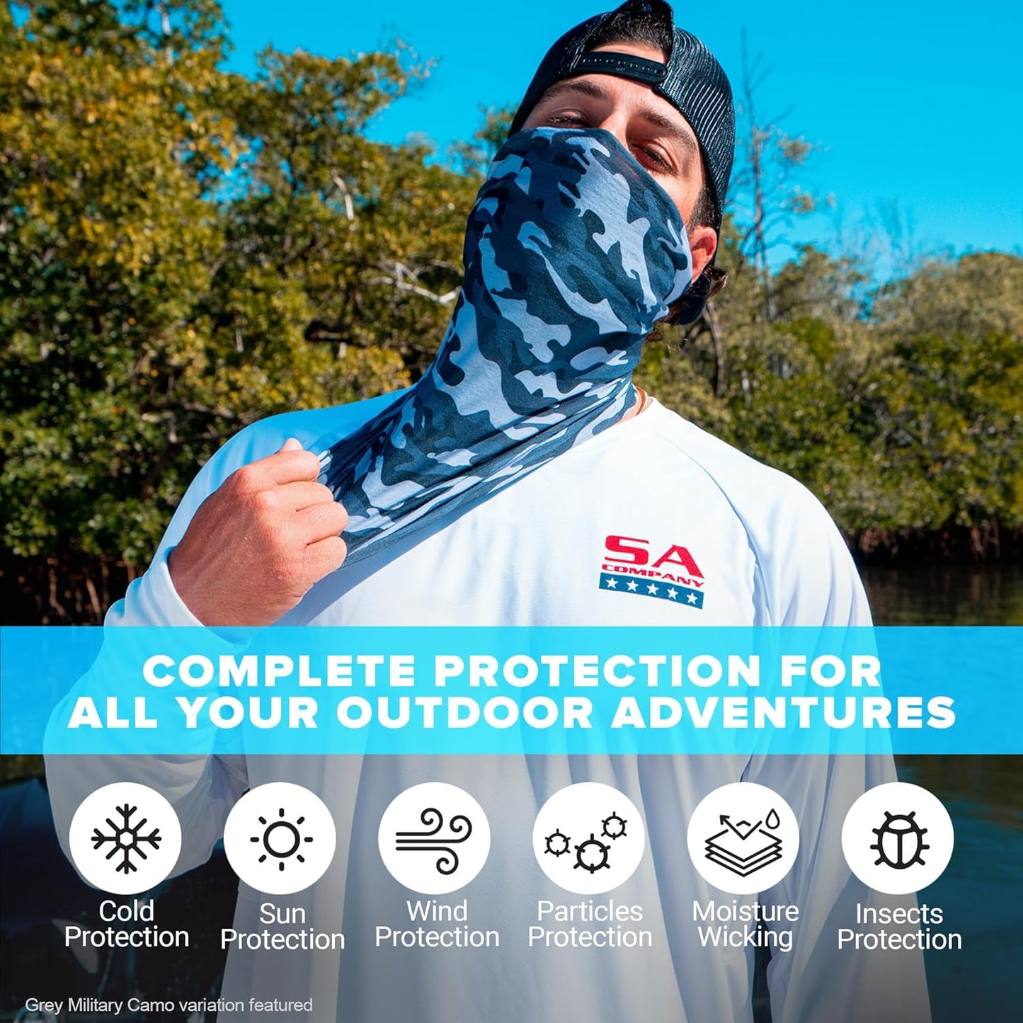 Company 5-Pack UV Face Shield | UV 30+ Multipurpose Neck Gaiter Balaclava for Adults