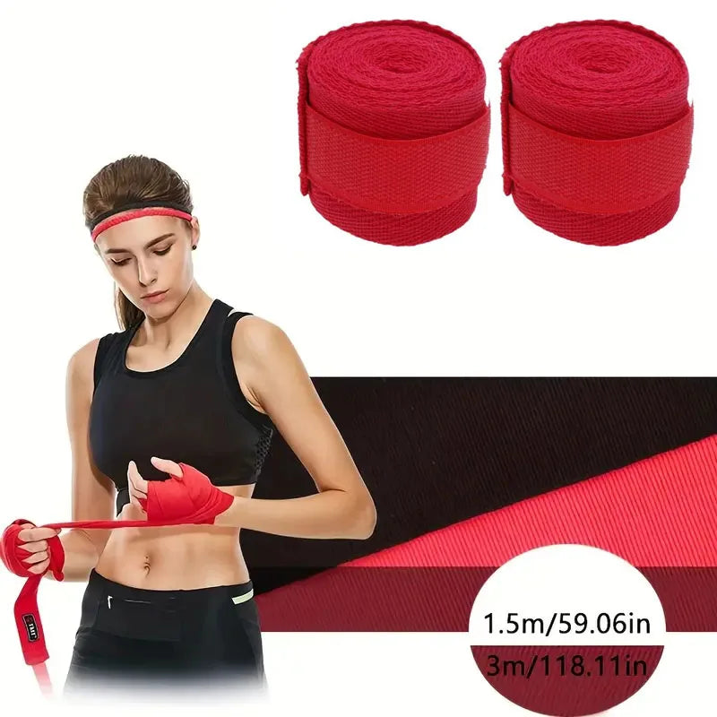 2 Rolls 2.5M Cotton Boxing Bandage Sports Strap Sanda Gauntlets MMA Hand Gloves Wraps Belt Wraps Bandage for Competition