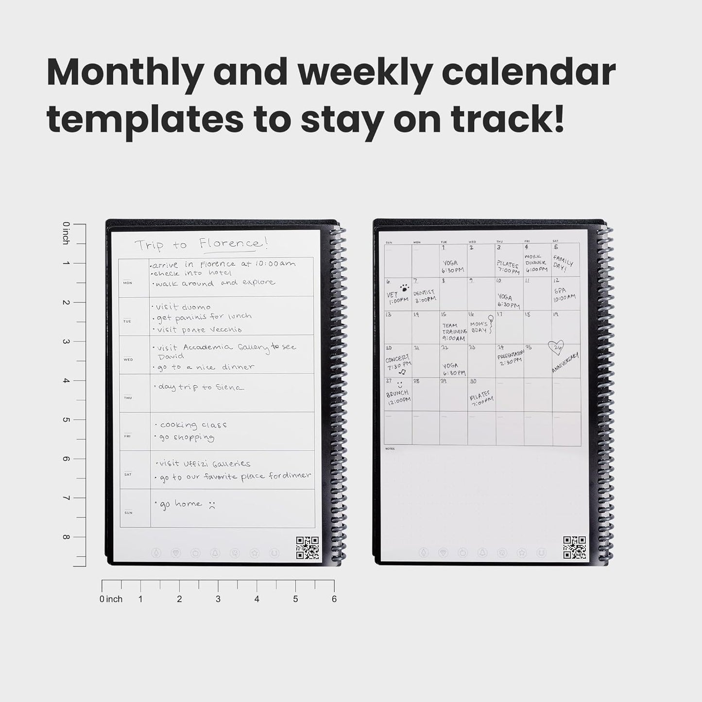 Fusion Reusable Undated Productivity Planner, Executive Size 6X8.8, Red - Goals, Monthly and Weekly Calendar, Daily To-Do List, Lined and Dotted Notes Pages