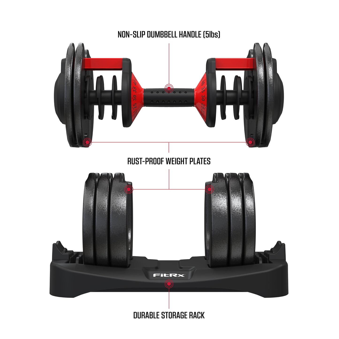 Smartbells Set, Pair of Quick Select Adjustable Dumbbells, 5-52.5 Lbs.