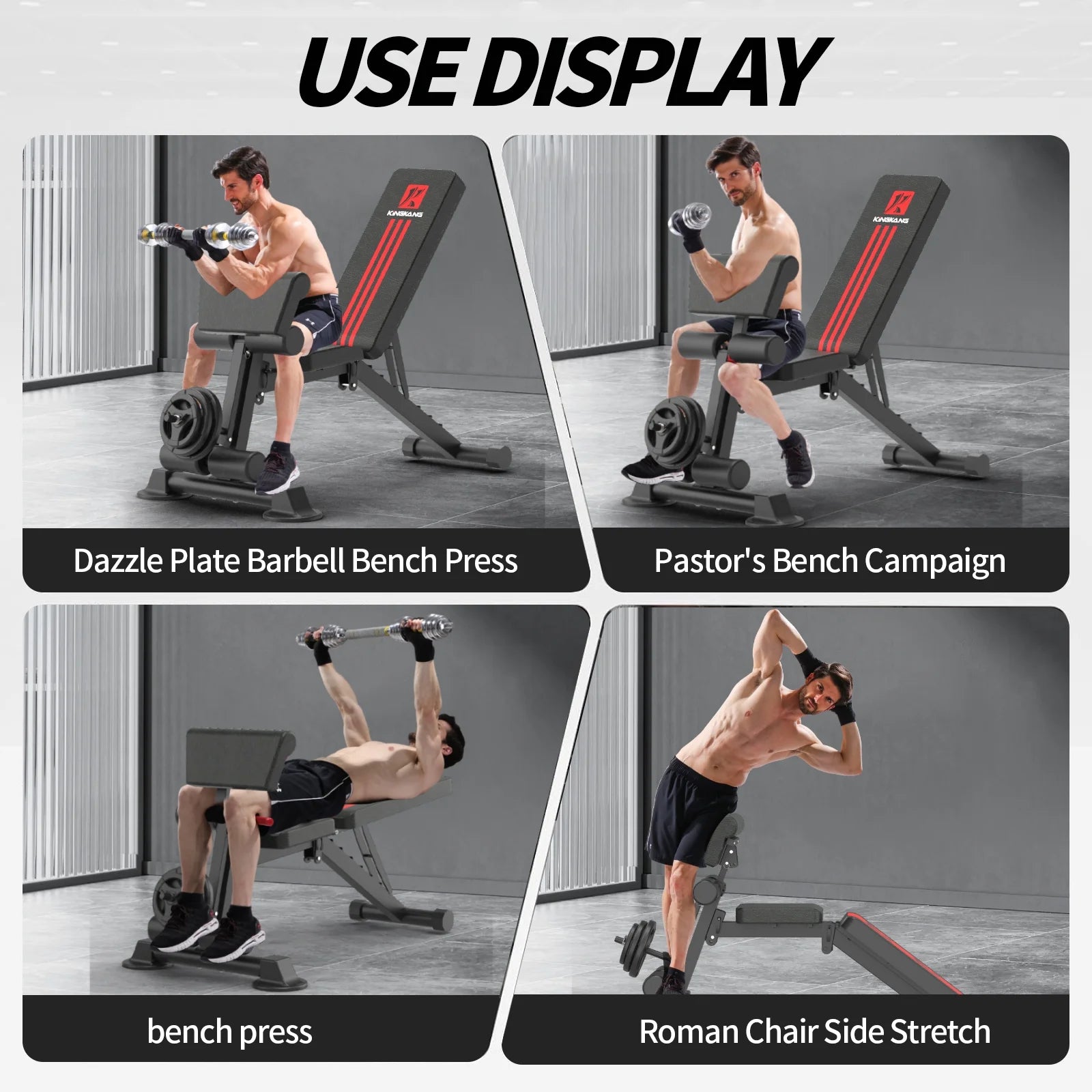 Adjustable Weight Bench, Exercise Dumbbells Bench for Full Body Workout,Foldable Workout Bench for Home Gym Maximum Weight 660 Lbs