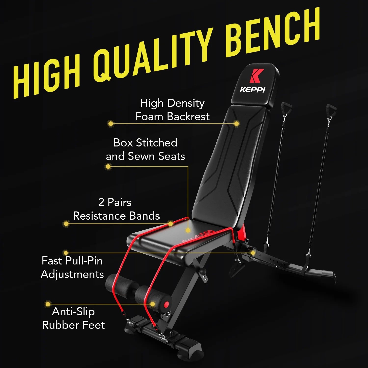 Adjustable Weight Bench for Full Body Strength Training, 900LB Foldable Workout Bench Press for Home Gym