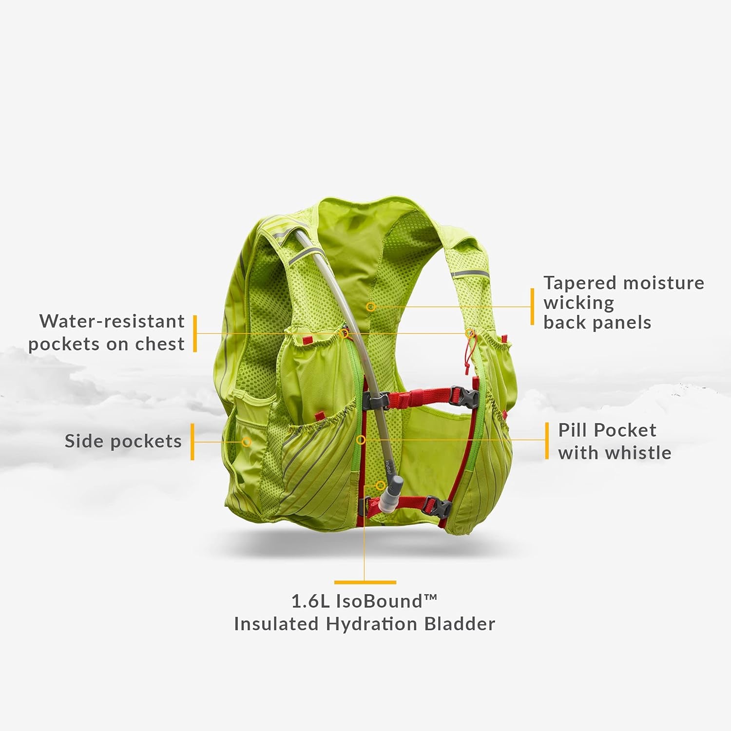 Unisex Pinnacle Race Vest W/ 12L Hydration Pack, Running Vest with Water Bladder, Hydration Vest for Running Women, Water-Resistant, Moisture Wicking