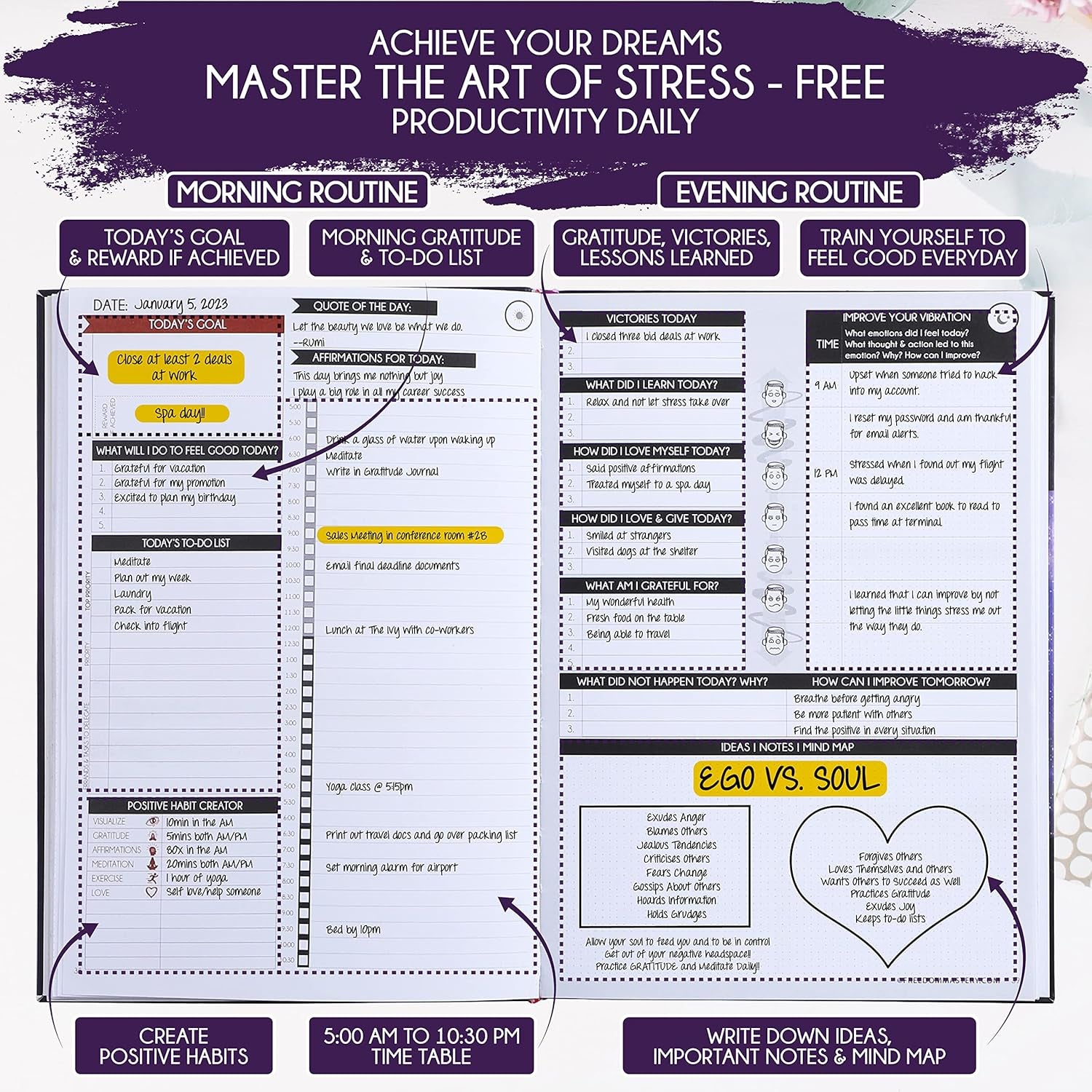 Law of Attraction Planner and Manifestation Journal - a 30 Day Journey Manifesting Your Dream Life, Goal, Positivity, Affirmation & Happiness | Daily Guided & Gratitude Journal, Foldable Vision Board