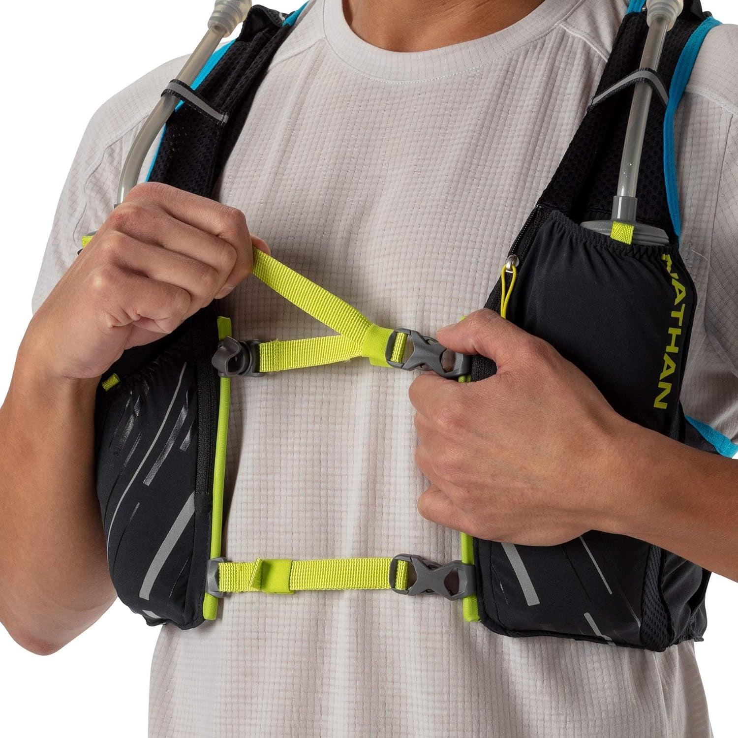 Men'S Pinnacle Race Vest 4L Hydration Pack, Two 20 Oz Soft Flasks, Running, Hiking, Water-Resistant, Moisture Wicking, Adjustable Straps