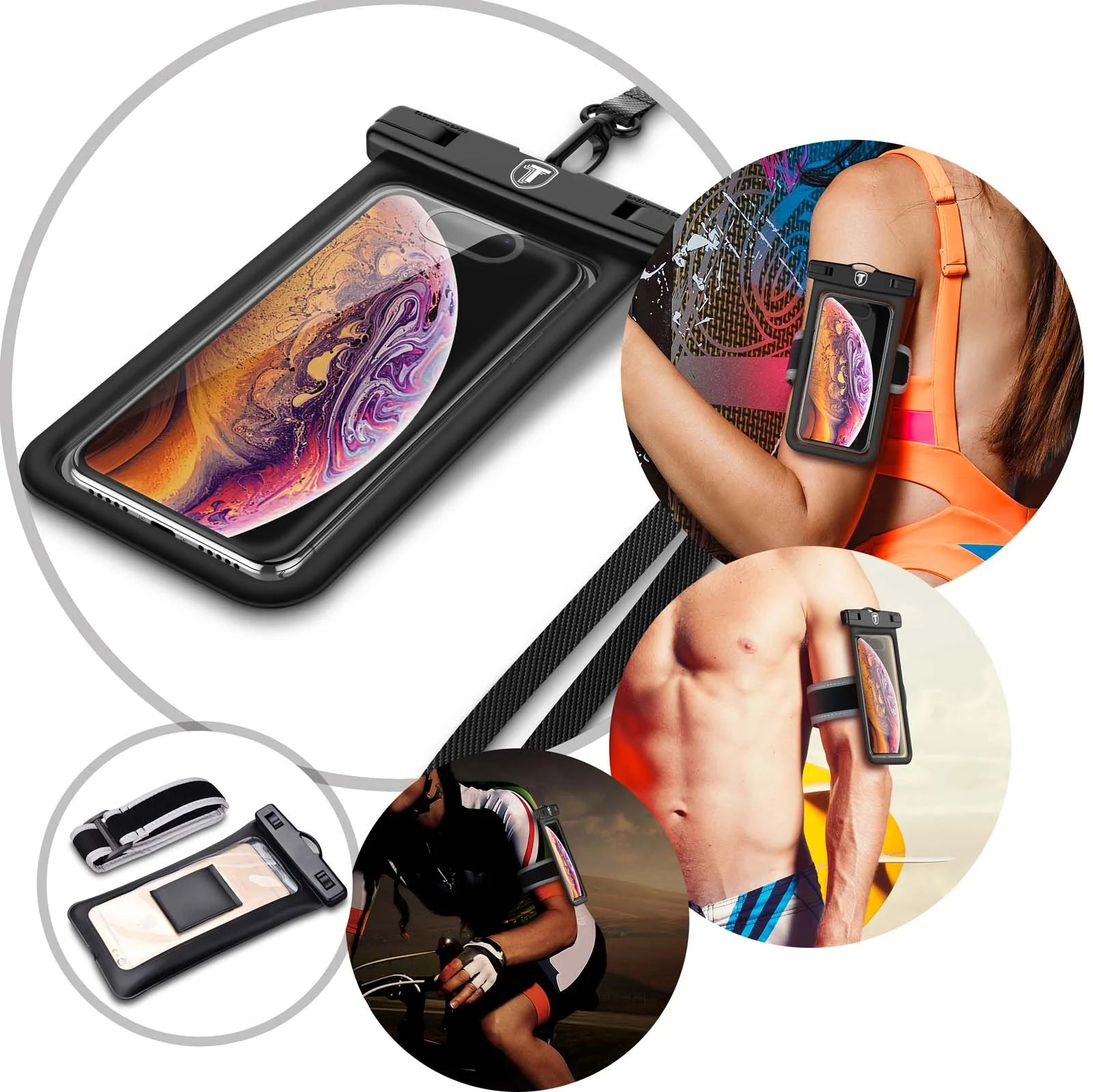Waterproof Phone Pouch Floating, IPX8 Universal Waterproof Case Underwater Dry Bag W/Lanyard & Armband for Cellphones up to 6.5 Inch Display