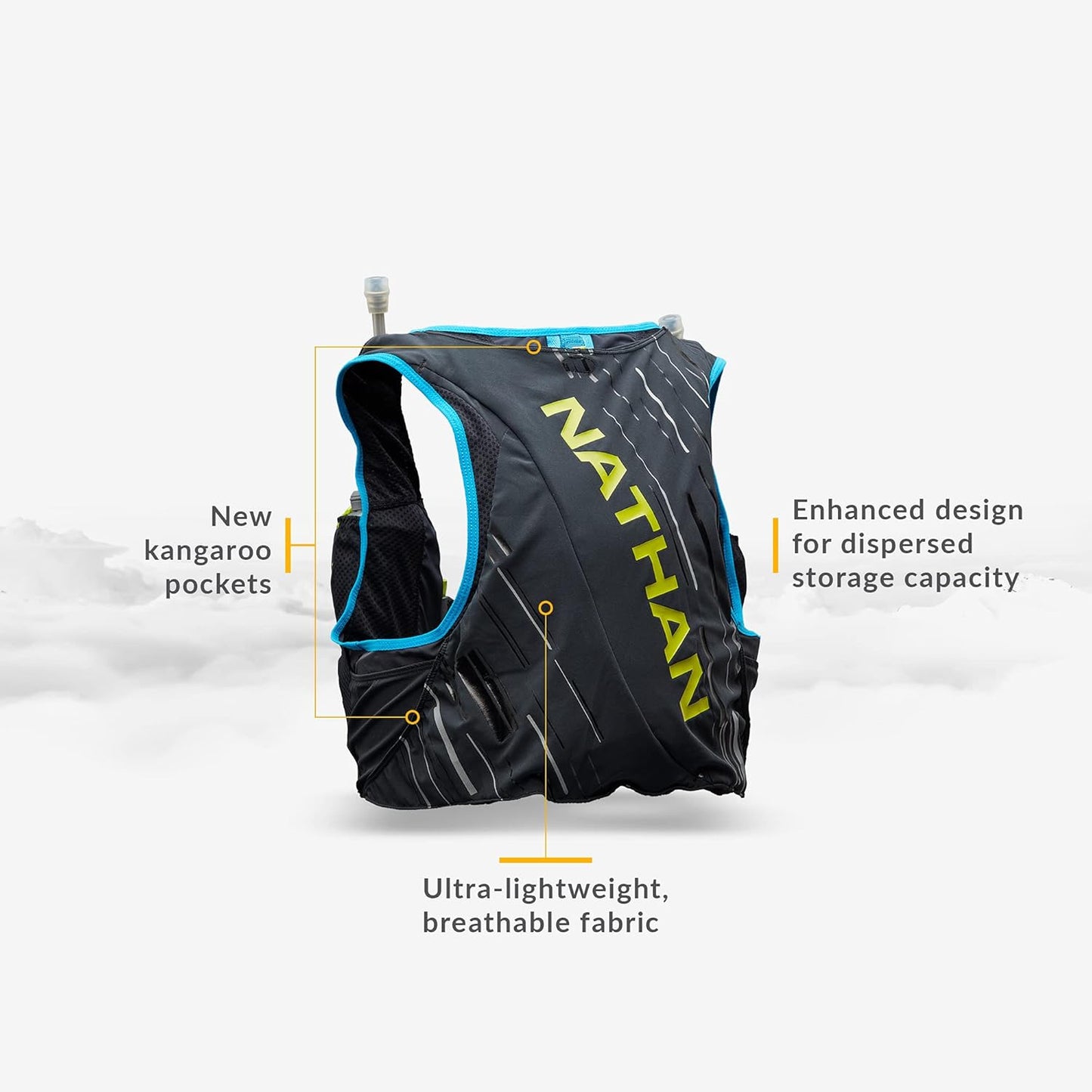 Men'S Pinnacle Race Vest 4L Hydration Pack, Two 20 Oz Soft Flasks, Running, Hiking, Water-Resistant, Moisture Wicking, Adjustable Straps