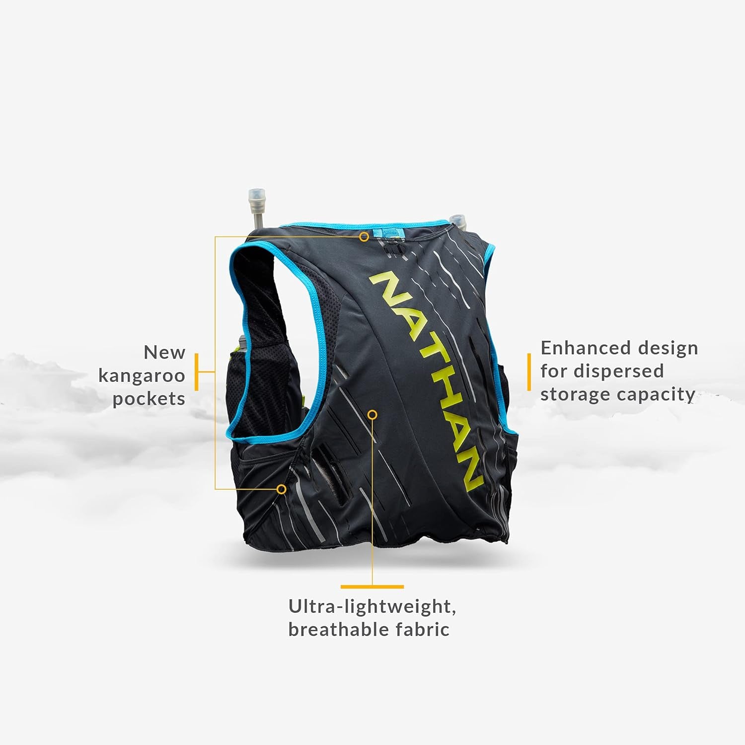 Men'S Pinnacle Race Vest 4L Hydration Pack, Two 20 Oz Soft Flasks, Running, Hiking, Water-Resistant, Moisture Wicking, Adjustable Straps