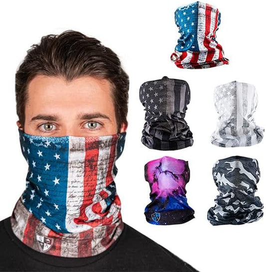 Company 5-Pack UV Face Shield | UV 30+ Multipurpose Neck Gaiter Balaclava for Adults