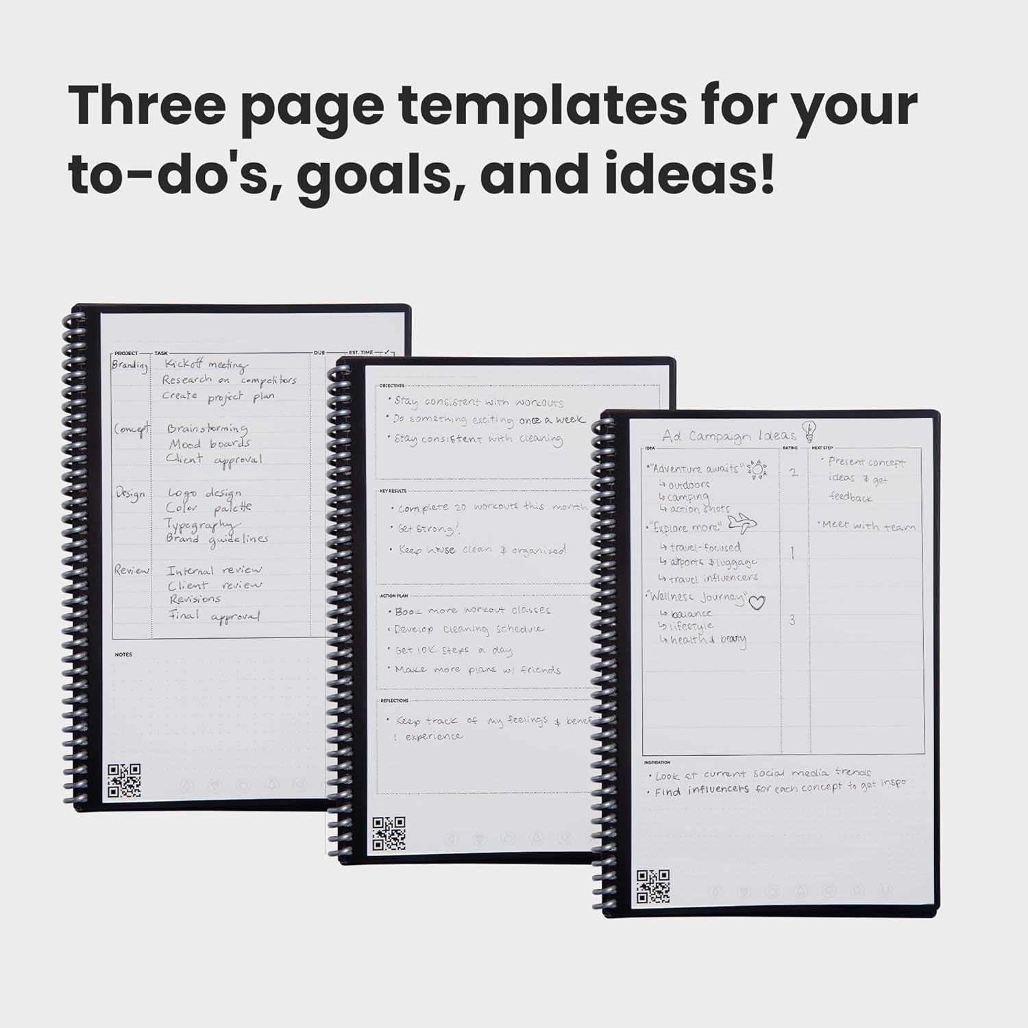 Fusion Reusable Undated Productivity Planner, Executive Size 6X8.8, Red - Goals, Monthly and Weekly Calendar, Daily To-Do List, Lined and Dotted Notes Pages