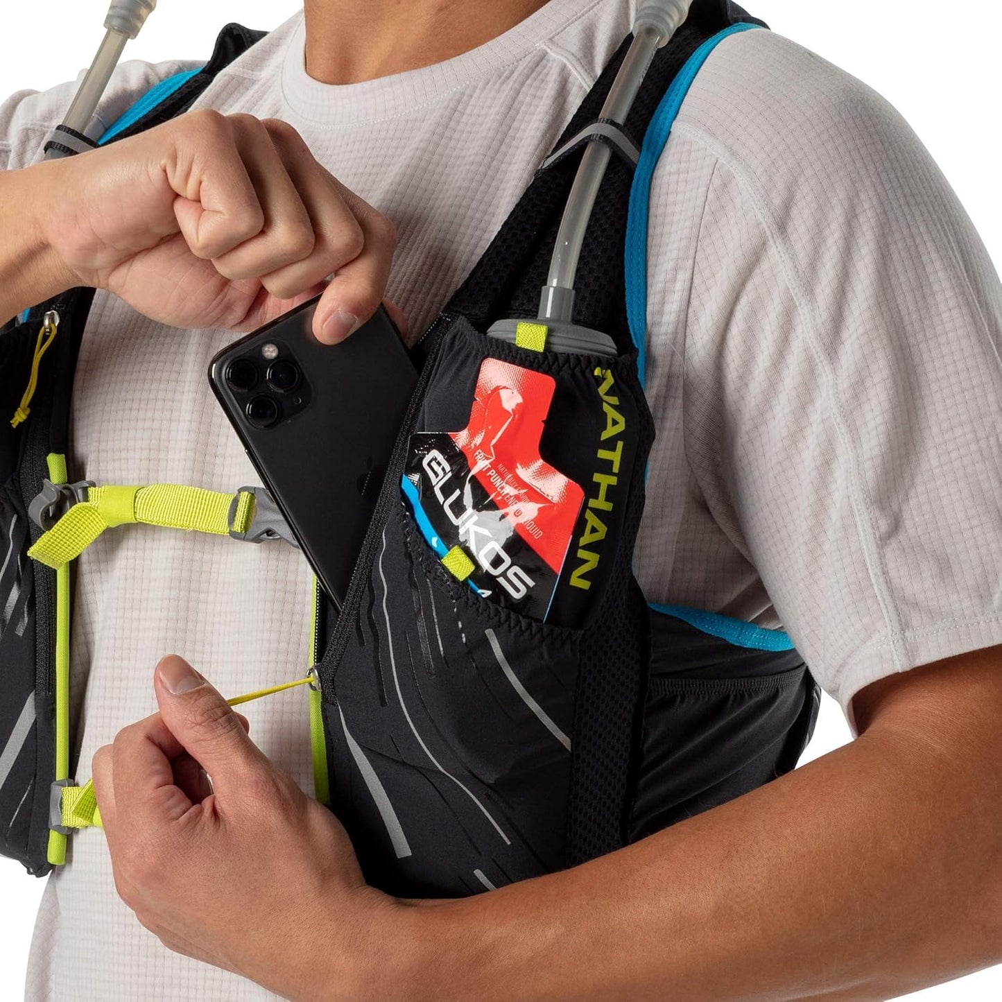Men'S Pinnacle Race Vest 4L Hydration Pack, Two 20 Oz Soft Flasks, Running, Hiking, Water-Resistant, Moisture Wicking, Adjustable Straps