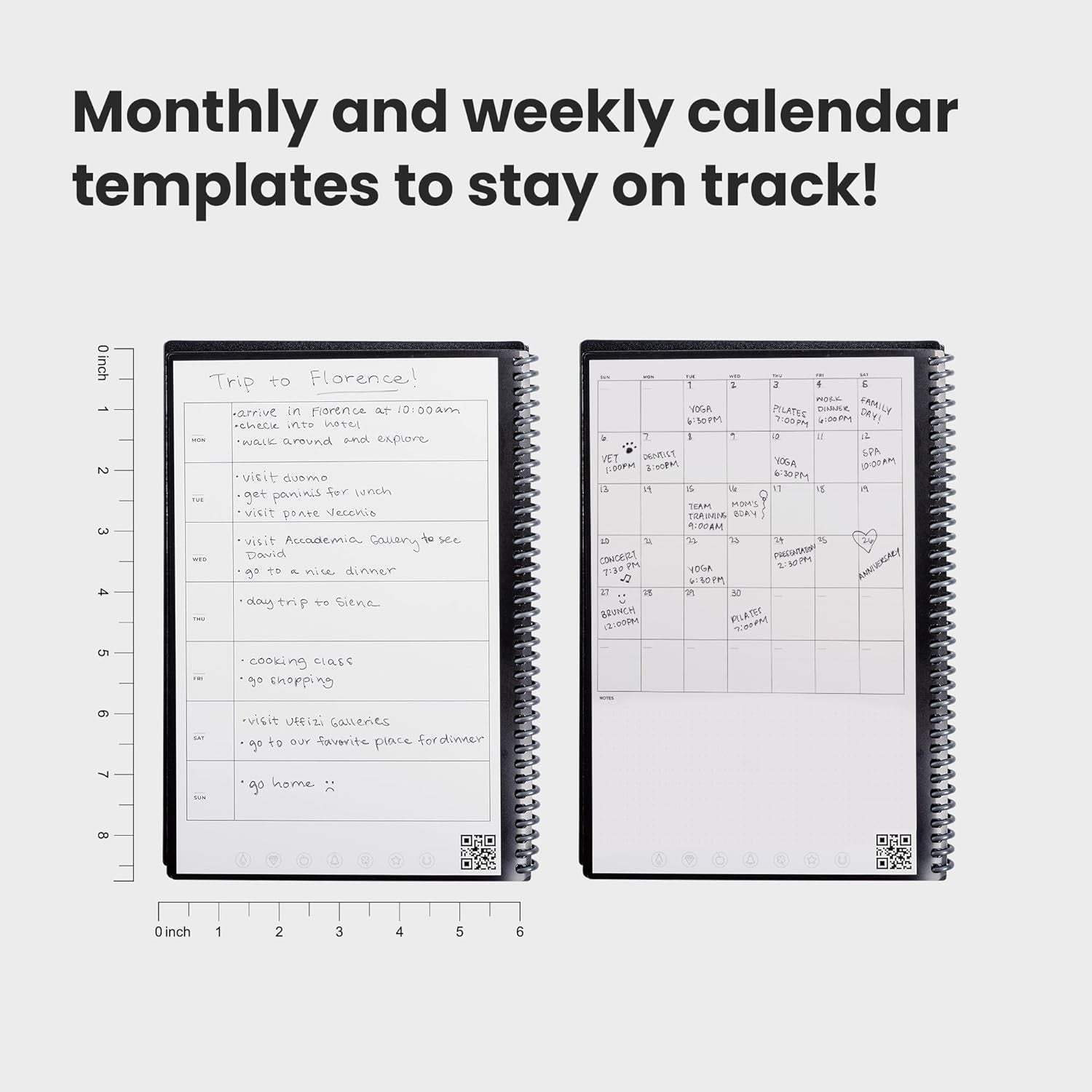 Fusion Reusable Undated Productivity Planner, Executive Size 6X8.8, Red - Goals, Monthly and Weekly Calendar, Daily To-Do List, Lined and Dotted Notes Pages