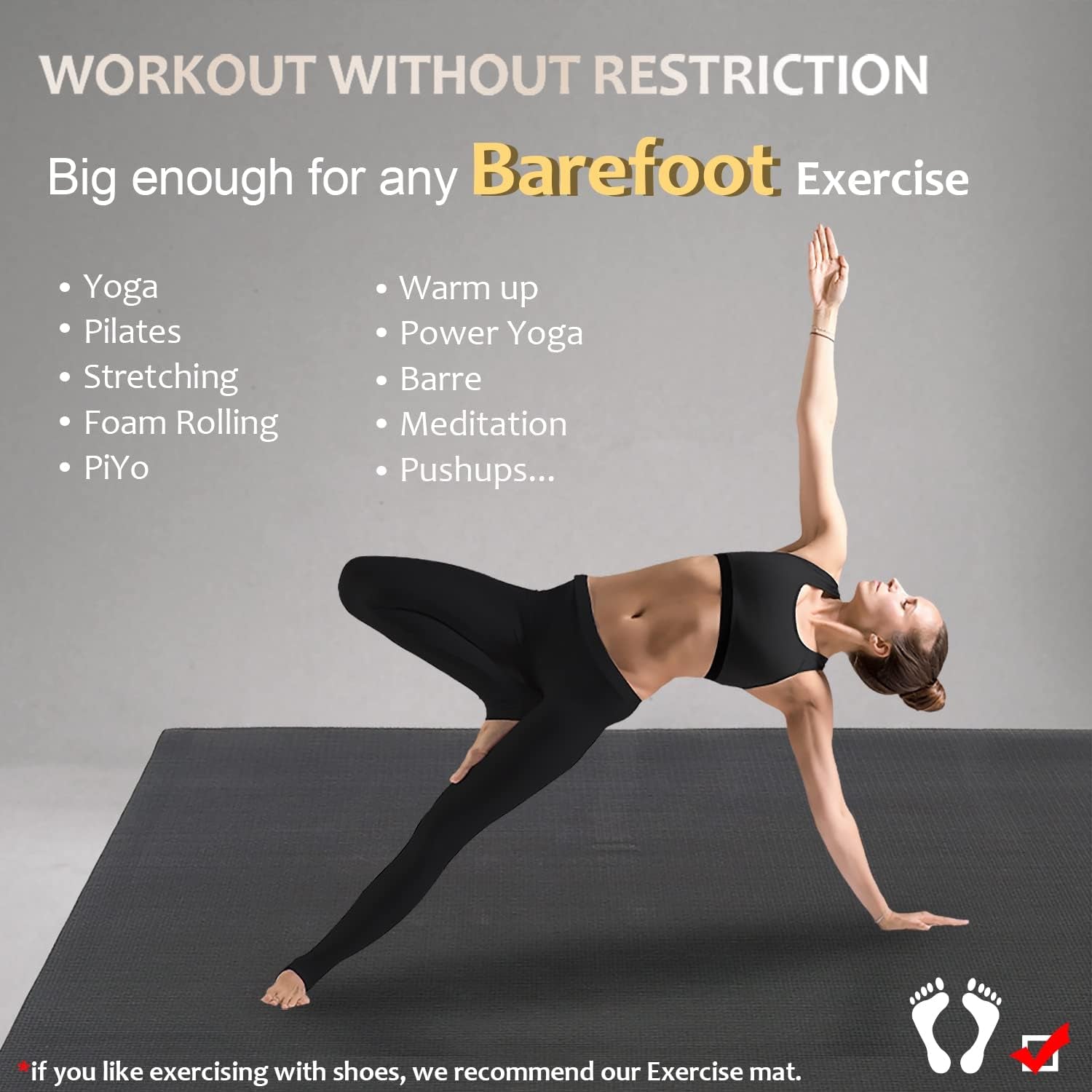 Large Yoga Mat 6'X4'/6'X6'/7'X5'(7Mm/9Mm), Extra Thick Workout Mats for Home Gym Flooring,Ultra Comfortable Non-Slip Quick Resilient Barefoot Wide Exercise Mat for Pilates,Stretching,Meditation