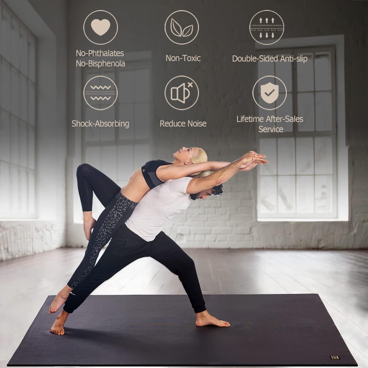 Large Yoga Mat 6'X4'/6'X6'/7'X5'(7Mm/9Mm), Extra Thick Workout Mats for Home Gym Flooring,Ultra Comfortable Non-Slip Quick Resilient Barefoot Wide Exercise Mat for Pilates,Stretching,Meditation