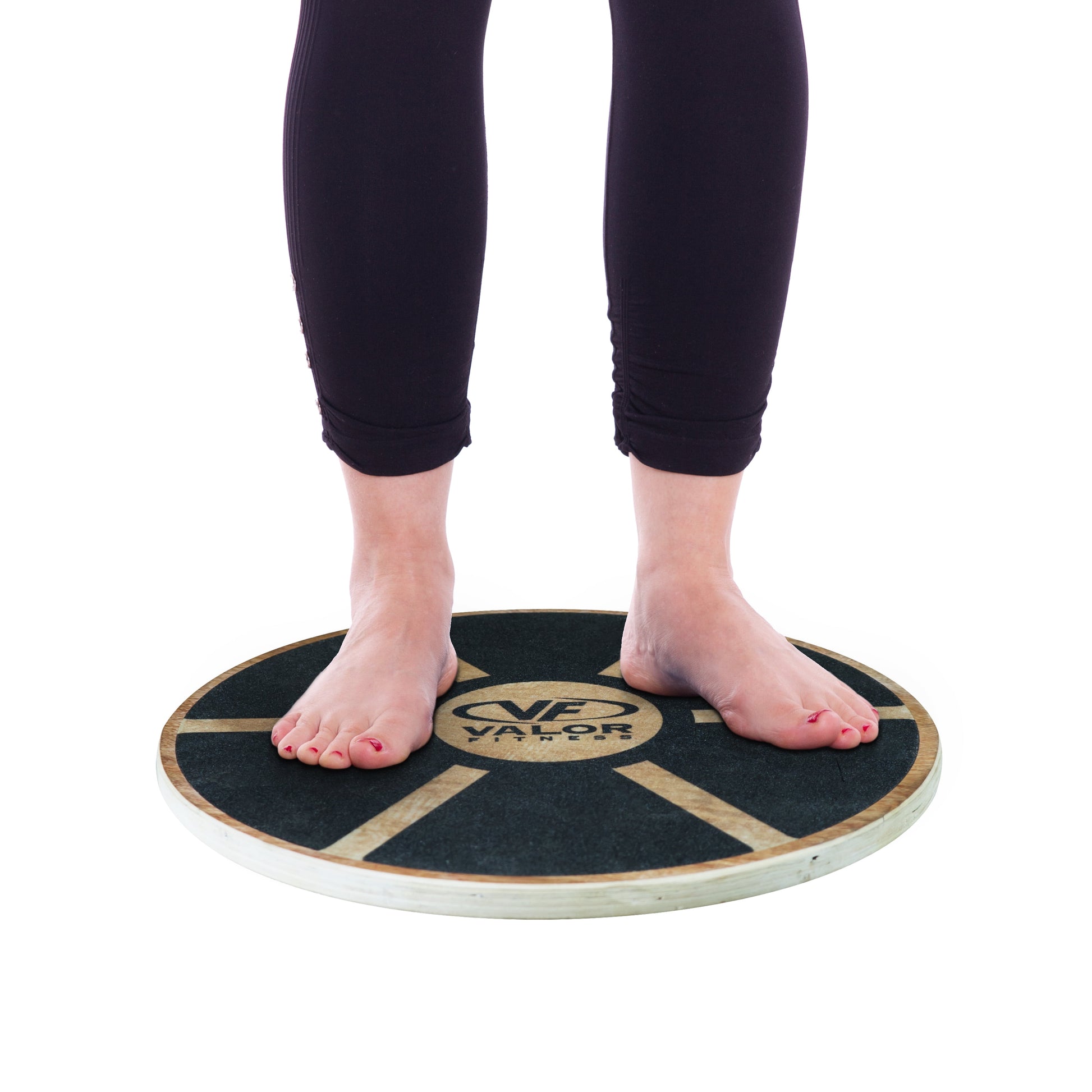 round Wooden Wobble Balance Board with Non-Slip Pad