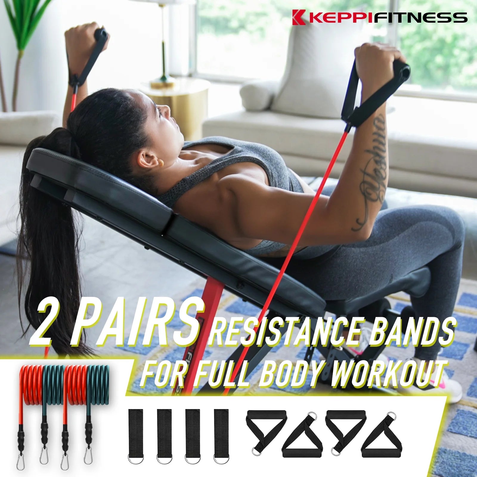 Adjustable Weight Bench for Full Body Strength Training, 900LB Foldable Workout Bench Press for Home Gym