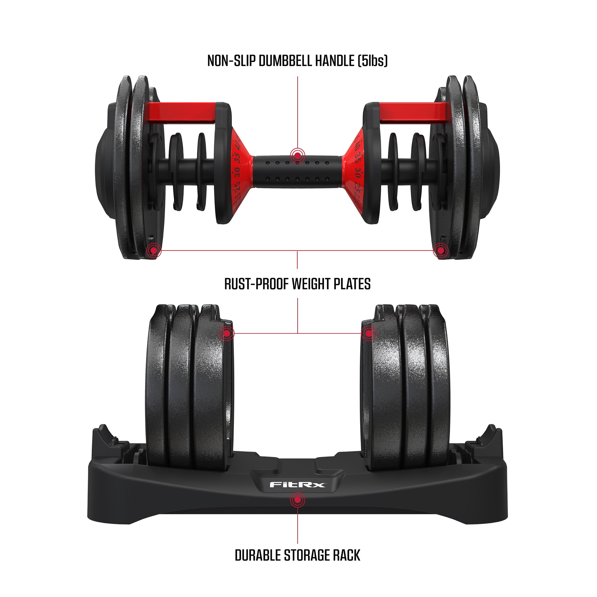 Smartbells Set, Pair of Quick Select Adjustable Dumbbells, 5-52.5 Lbs.