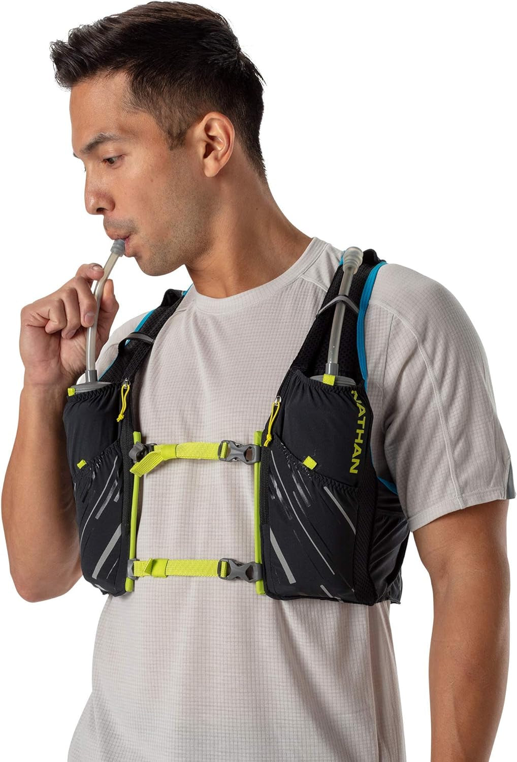 Men'S Pinnacle Race Vest 4L Hydration Pack, Two 20 Oz Soft Flasks, Running, Hiking, Water-Resistant, Moisture Wicking, Adjustable Straps